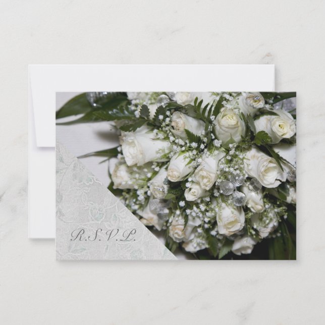 RSVP de Casamento do Buquê White Roses (Frente)