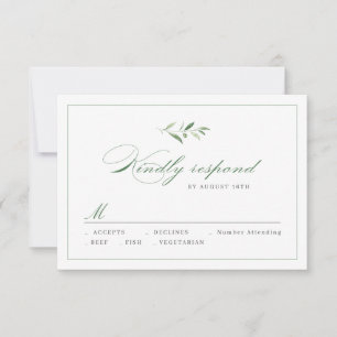 RSVP de casamento do Classic Elegance Script Green
