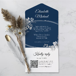 RSVP de Casamento do Código QR Azul do Elegante Ma