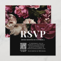 RSVP de Casamento do Código QR do Blush Burgundy B