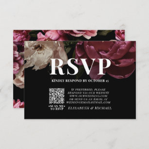 RSVP de Casamento do Código QR do Blush Burgundy B