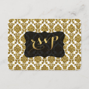 RSVP de Casamento do Damask Gold Foil Dourado