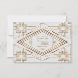 RSVP de Casamento do Excelente Branco Glam Dourado