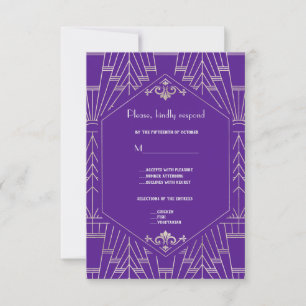 RSVP de Casamento do Excelente prateado roxo real 