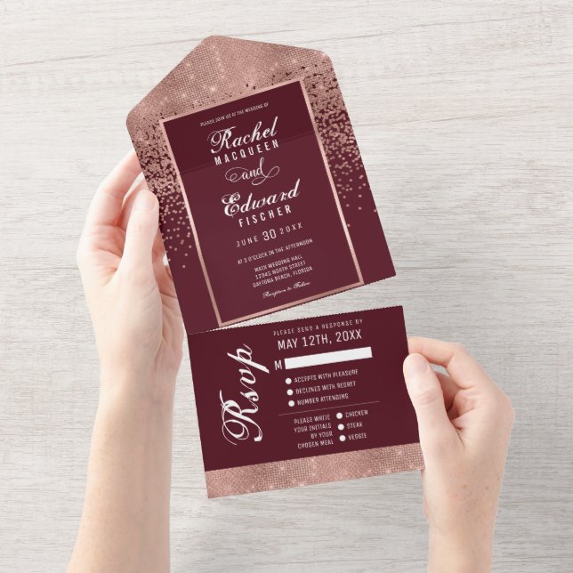 RSVP de Casamento do Glitter Confetti Dourado da B (Tearaway)