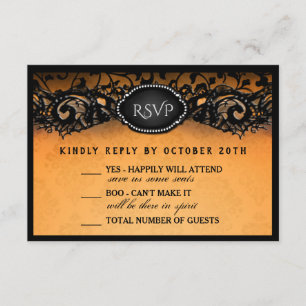 RSVP de Casamento do Halloween Elegant Orange Blac