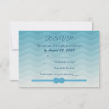 RSVP de Casamento do Nó e Ondas Azuis do Moderno O