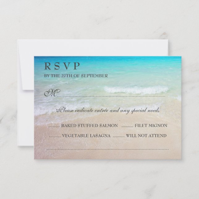 RSVP de Casamento do Oceano Tropical com Entrées (Frente)