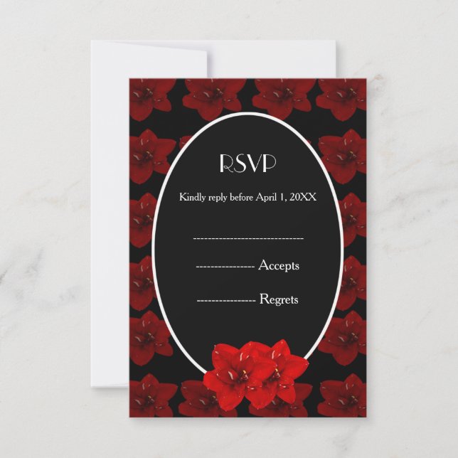 RSVP de casamento do Red Amaryllis Gold (Frente)