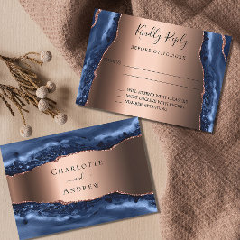 RSVP de casamento do rosa de mármore azul-ágar-árg
