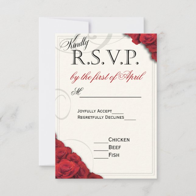 RSVP de Casamento do Rosa vermelha (Frente)