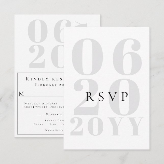 RSVP de Casamento do Tipo Negrito Mínimo Branco (Frente/Verso)