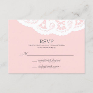 RSVP de Casamento Doily de Lace Rosa Blush