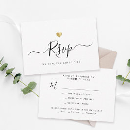RSVP de Casamento Dourado de Chic com Script Minim