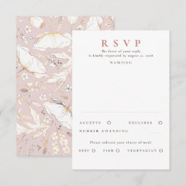 RSVP de Casamento Dourado de Flores Selvagens dese