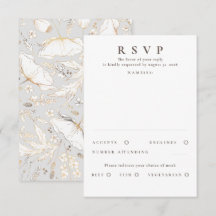 RSVP de Casamento Dourado de Flores Selvagens dese