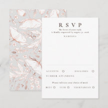 RSVP de Casamento Dourado de Rosa de Flores Selvag