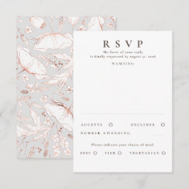 RSVP de Casamento Dourado de Rosa de Flores Selvag