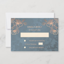 RSVP de Casamento Dourado de Rosa Floral