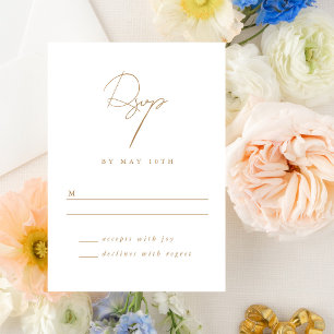 RSVP de Casamento Dourado de Script Minimalista El