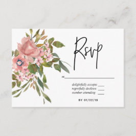 RSVP de Casamento Dourado e Blush de Flores de Aqu