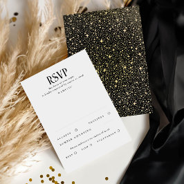 RSVP de Casamento Dourado e Preto das Estrelas