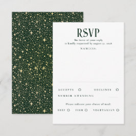RSVP de Casamento Dourado e Verde Estrelas