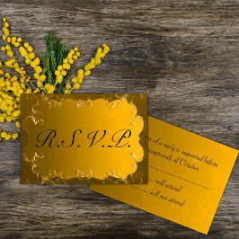 RSVP de Casamento Dourado Elegante