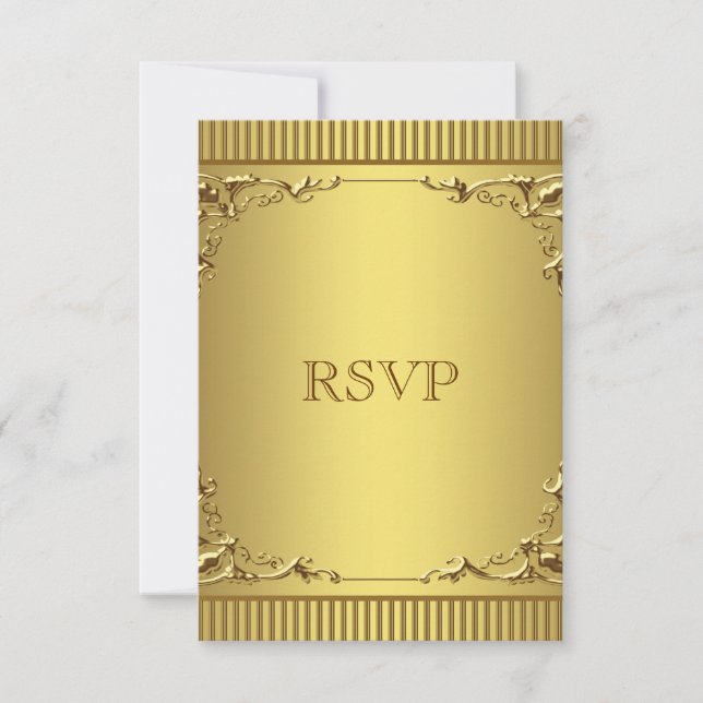 RSVP de Casamento Dourado Elegante (Frente)