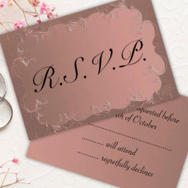 RSVP de Casamento Dourado Elegante Rosa