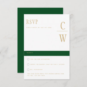 RSVP de Casamento Dourado Emerald Green