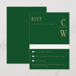 RSVP de Casamento Dourado Emerald Green