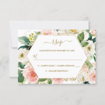 RSVP de Casamento Dourado Floral de Mola Floral de