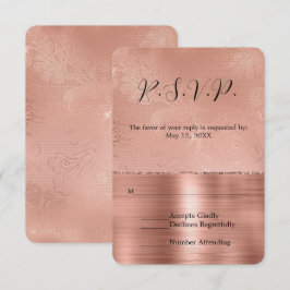 RSVP de Casamento Dourado Glam Lace de Rosa Rosa R