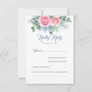 RSVP de Casamento Dusty Blue e Rosa Rosa Rosa Rosa