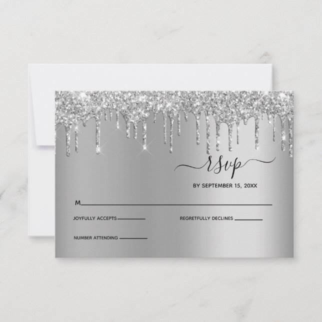 RSVP de casamento elegante com brilho pingando pra (Frente)