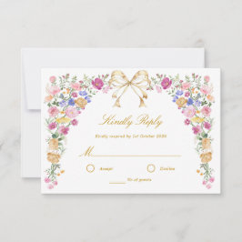 RSVP de casamento elegante com flores cor-de-rosa