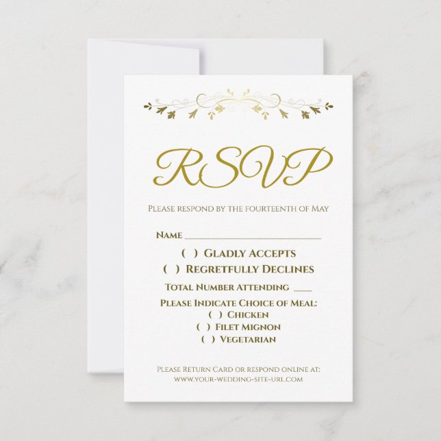 RSVP de Casamento Elegante da Fronteira de Filigre (Frente)