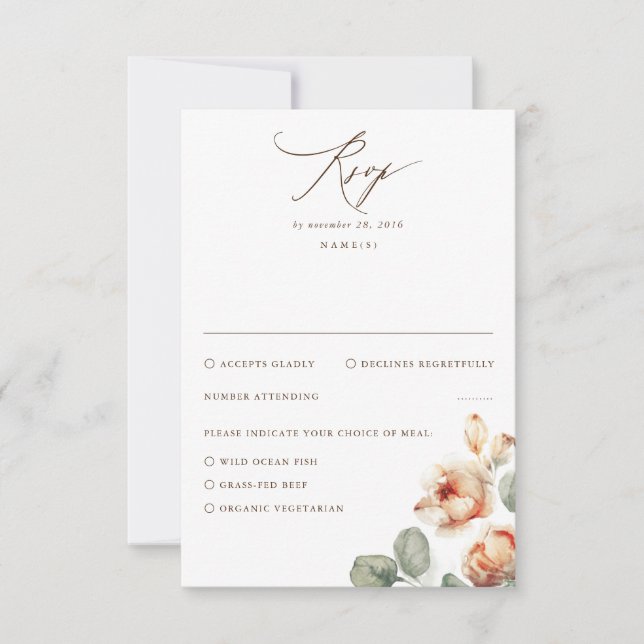 RSVP de Casamento Elegante das Flores de Queda (Frente)