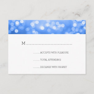 RSVP de Casamento Elegante das Luzes Azuis Bokeh