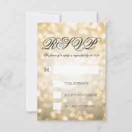 RSVP de Casamento Elegante das Luzes de Bokeh Dour