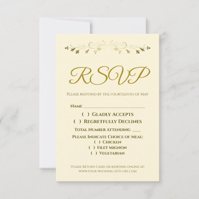 RSVP de Casamento Elegante de Creme da Fronteira d (Frente)