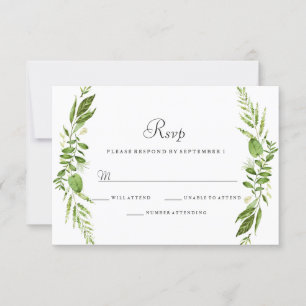 RSVP de Casamento Elegante de Folha Verde