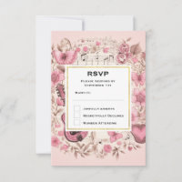 RSVP de Casamento Elegante de Notas e Flores Music