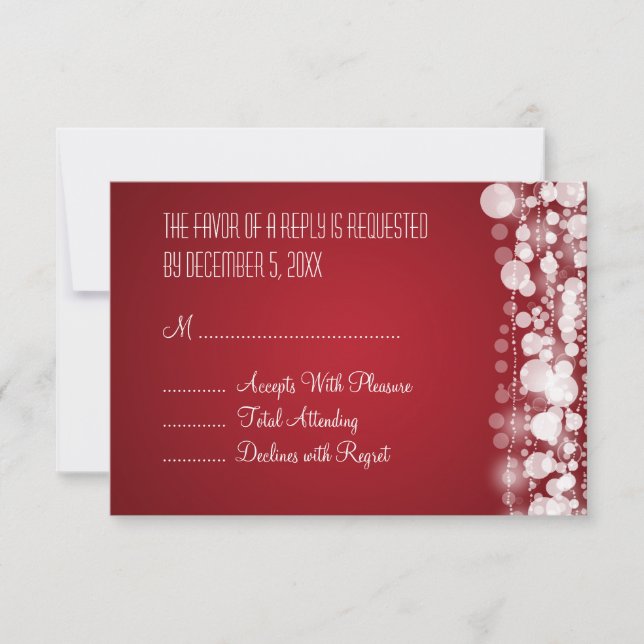 RSVP de Casamento Elegante Dotado de Vermelho (Frente)