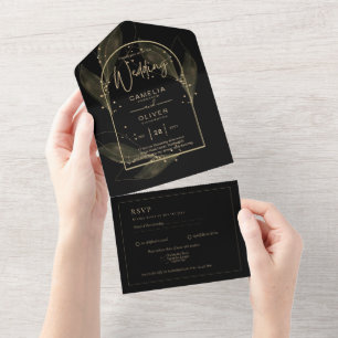 RSVP de Casamento Elegante Dourado Preto Inclusivo