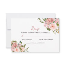 RSVP de Casamento Elegante Floral Dourado Rosa e R