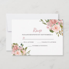 RSVP de Casamento Elegante Floral Dourado Rosa e R