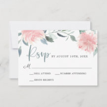 RSVP de Casamento Elegante Floral Rosa Wispy
