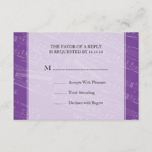 RSVP de Casamento Elegante Folha de Música Roxo